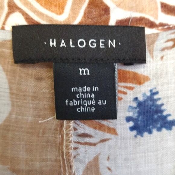 Halogen Sheer Chiffon Button-Up Blouse Watercolor Abstract Print Size M - Picture 3 of 7